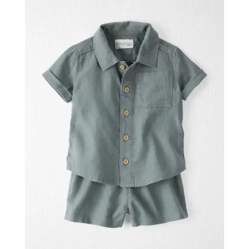 Baby 2-Piece Linen Button-Down Shirt and Shorts Set - Little Planet | Carter's