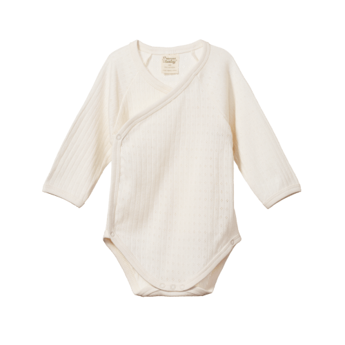 Nature Baby: Size 0-3 Pointelle Kimono Bodysuit (Natural)