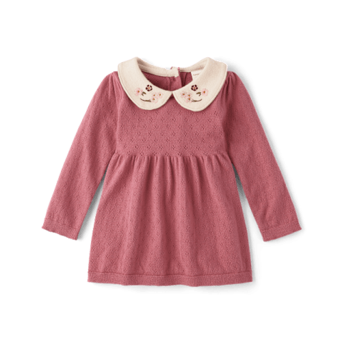 Baby Girls Peter Pan Pointelle Sweater Dress - Homegrown by Gymboree - Red
