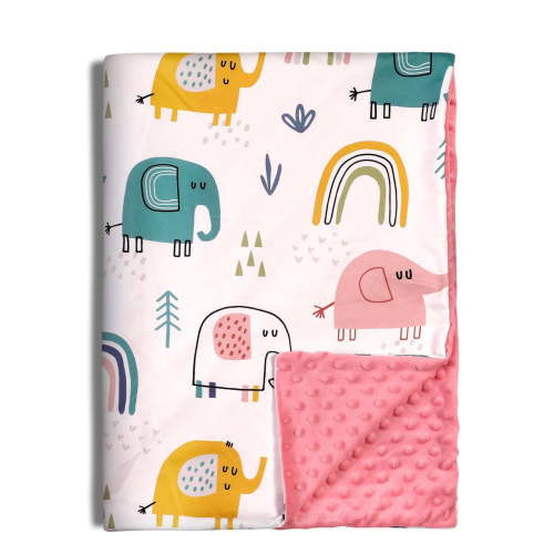 Gllquen Baby Blanket Ultra Soft Minky with Double Layer Dotted Backing Receiving Blankets for Newborn Girls, Toddlers, Infant 30"x 40" , Colorful Elephant