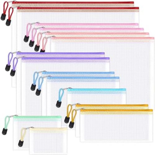 Amazon.com: Sooez15 Pack Mesh Zipper Pouch, 8 Sizes Mesh Bags for School Office Supplies, Waterproof Zipper Pouches for Puzzles & Games Organizing Storage, Multipurpose for Travel and Home, 9 Colors : Clothing, Shoes & Jewelry