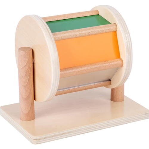 Montessori Baby Toys Play Kit Montessori Mirror Peekaboo Knob Puzzle, Medium Spinning Drum and Rainbow Fabric Ball Kit Toys for 6-12Months Toddlers