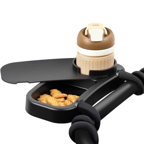 Universal Stroller Snack Tray, Cup Holder Stroller Tray with Silicone Flexible Arms Grip, Stroller Tray Attachment for Baby Toddler Holder Stroller Accessories for Snacks On The Go