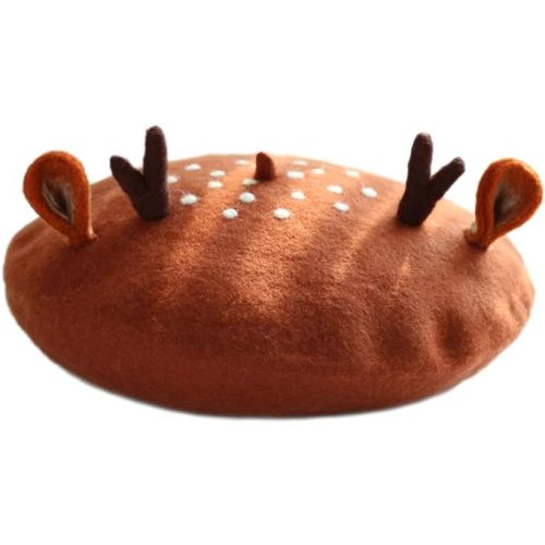 Japan Lolita Vintage Funny Frog Hat Beret Cap for Women Painter Genuine Green Gift - Antler