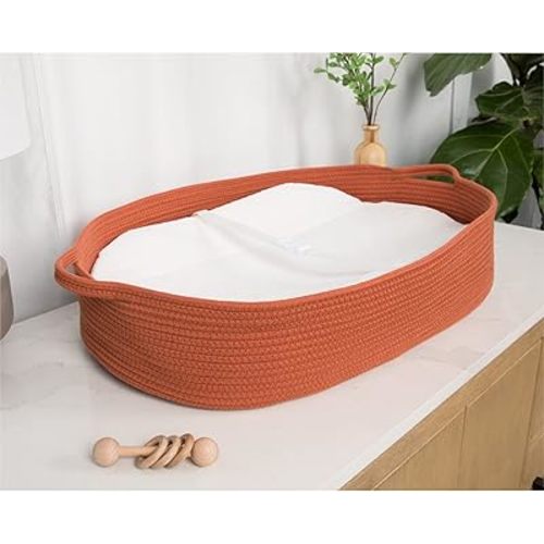 J&Joo Baby Changing Basket - Portable, Foldable, Changing Table Topper, Changing Pad for Dresser, Nursery Changing Station, Baby Basket, Baby Mat, Gift for Baby Shower