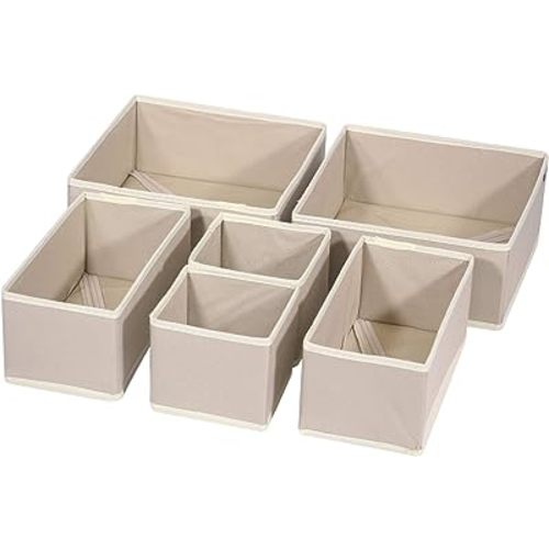 DIOMMELL 6 Pack Foldable Cloth Storage Box Closet Dresser Drawer Organizer Fabric Baskets Bins Containers Divider with Drawers for Clothes, Underwear, Bras, Socks, Lingerie, Clothing