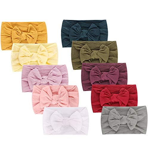 DRESHOW BQUBO Baby Headbands Baby Girls Bows Headband Newborn Bow Handmade Soft Nylon Headbands with Bows Hair Accessories for Newborn Baby Infant Toddlers Kids