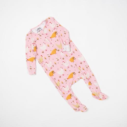 Pink Chicken Baby Bamboo Pajamas - American Farm Company