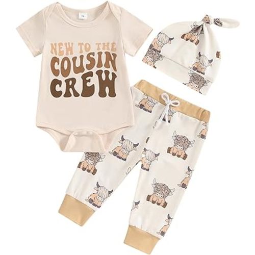 FIOMVA Newborn Baby Clothes Boy Funny Letter Short Sleeve Onesie Romper+Long Pants Set Infant Summer Outfits