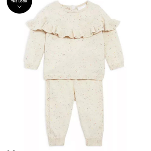 Girls' Ruffle Trim Confetti Sweater Set - Baby
