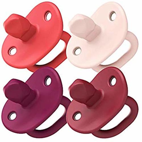 Amazon.com : Boon Jewl Orthodontic Silicone Stage 1 Pacifier, Pink, (Pack of 4) : Baby