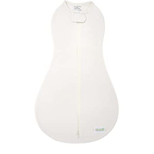 Woombie Simply Baby Swaddling Blanket I Soothing, Cotton Baby Swaddle I Wearable Baby Blanket, Cream, 0-3 Months