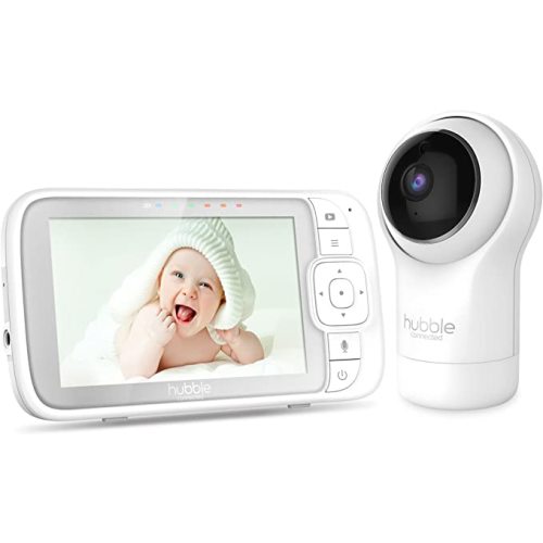 Hubble View Pro 5" Video Baby Monitor with Camera and Audio, NightVision Baby Camera Monitor Pan Tilt Zoom; 2Way Talk, Lullabies & Room Temp Monitoring, 1000ft Range, Secure Baby Monitor No WiFi - White