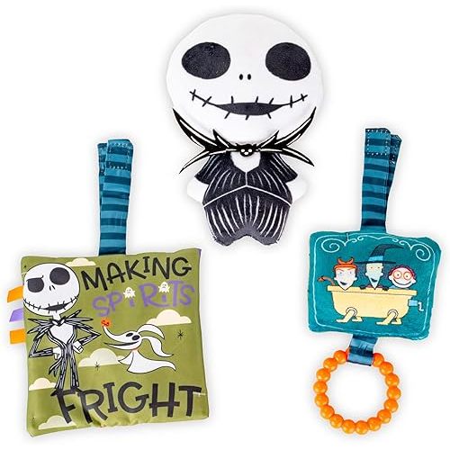 Disney Baby The Nightmare Before Christmas - 3 Piece Gift Set with Stuffed Jack Skellington Plush and Activity Toys for Babies and Toddlers, Medium