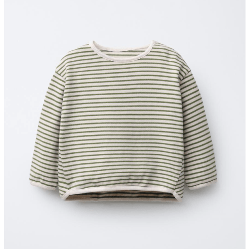 STRIPED T-SHIRT - Ecru / Khaki | ZARA United States