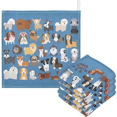 Cute Dog Baby Muslin Washcloths Soft Absorbent Face Towel,Watercolor Puppy Burp Cloths Cotton Bath Wipes 3 pack Infant Wash Cloth for Newborn Boys Girls 12x12 inches - Cartoon4