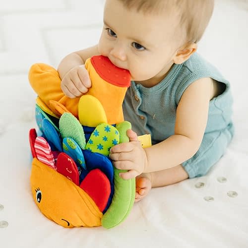 Melissa & Doug Flip Fish Soft Baby Toy Sensory Tummy Time Toys, Soft Fabric Tag Toy For Babies, Infants
