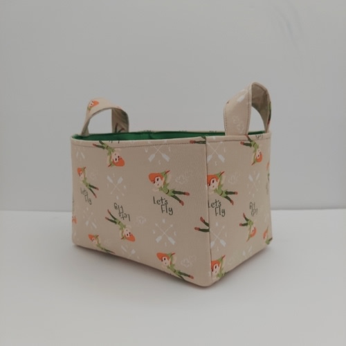 Peter pan fabric basket, Storage organizer bin container, Book caddy