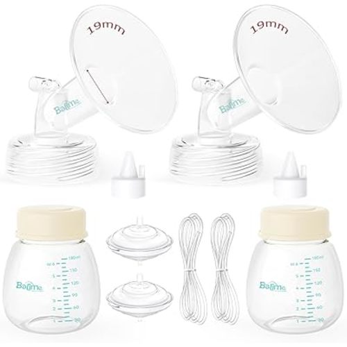 Breast Pump Parts Compatible with Spectra S1/S2/9 Plus, Not Original Accessories, Full Set Replacements Include 19mm Flanges, Valves, Backflow Protectors (Duckbills Included), Tubings and Bottles
