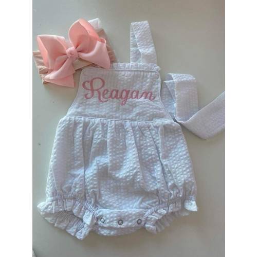 Monogrammed Bow Back Bubble Baby Sunsuit Smocked Baby Bubble - Etsy