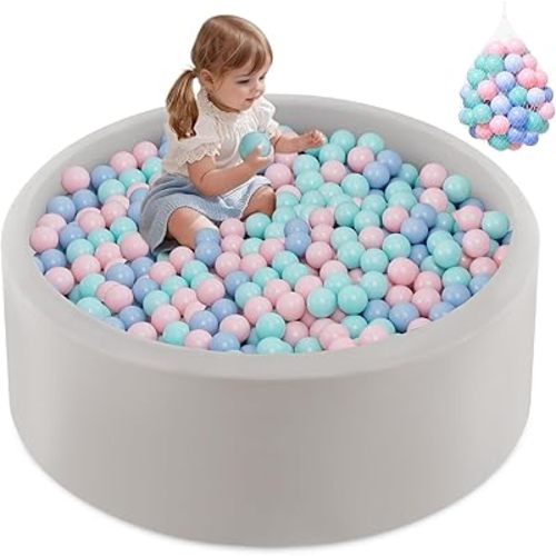 INFANS Foam Ball Pit for Toddlers with 200 Balls, 36"x 12" Large Round Ball Pool Playpen with Soft Memory Sponge Pad, BPA Free, Ideal Gift for Kids Babies Indoor Outdoor