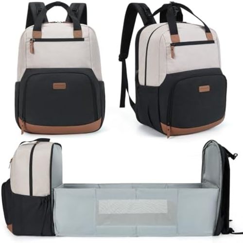 mommore Diaper Bag Backpack with Changing Station Large Travel Diaper Bags Unisex Baby Bag with Changing Pad, Stroller Straps