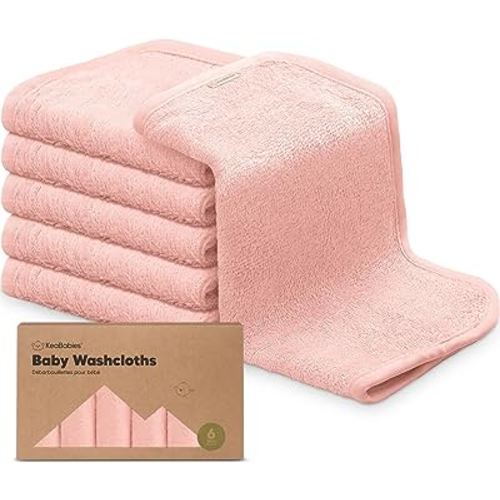 6-Pack Baby Washcloths - Soft Viscose Derived from Bamboo Washcloth, Baby Wash Cloths, Baby Wash Cloth for Newborn, Kids, Bath Baby Towels, Face Towel, Face Cloths for Washing Face(Blush Pink)
