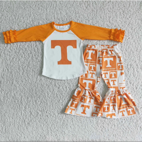 Girls Orange & White Tennessee Vols University Outfit Set 6months-12Y | Lovish Boutique