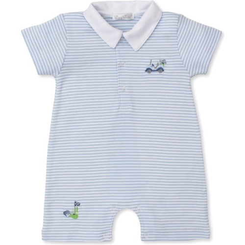 Baby Stripe Pima Cotton Romper, 18-24M, Light Blue