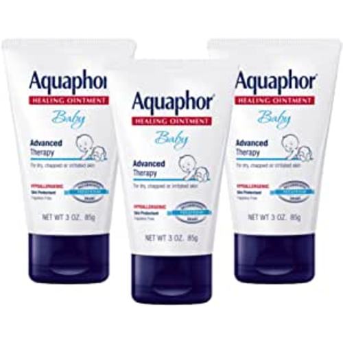Aquaphor Baby Healing Ointment, Advanced Therapy for Chapped Cheeks and Diaper Rash, 3 Ounce (Pack of 3)