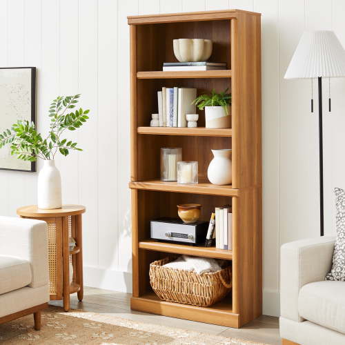 Better Homes & Gardens 71" Ashwood Road 5 Shelf Bookcase, Light Honey Finish