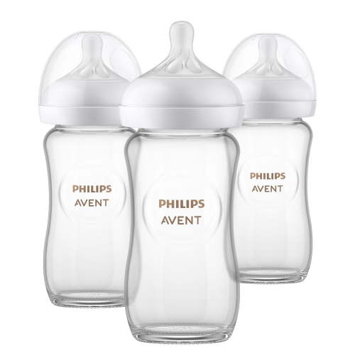 Philips Avent Glass Natural Baby Bottle With Natural Response Nipple, 3x8oz Bottles, SCY913/03 - Walmart.ca