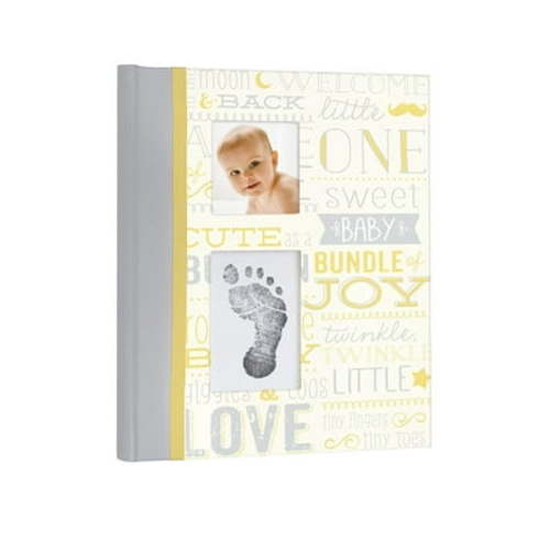 Little Blossoms by Pearhead 0-5 Year Baby Memory Book with Ink Pad for Expecting Parents, Yellow