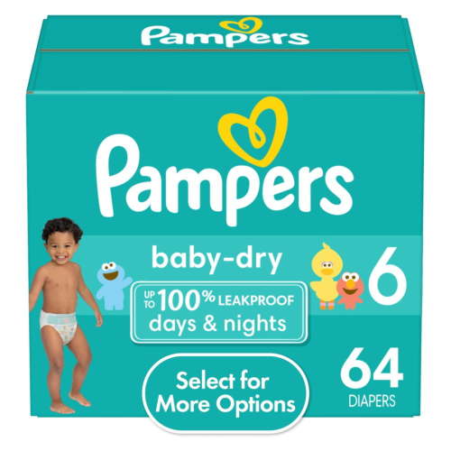 Pampers Baby Dry Baby Diapers Size 6, 64 Count (Select for More Options)