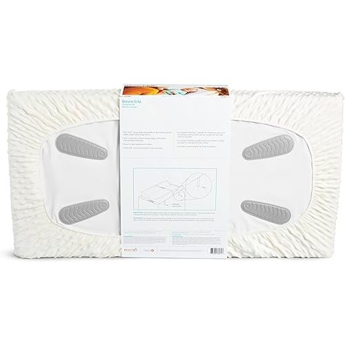 Munchkin Secure Grip Baby Diaper Changing Pad with Cover for Dresser, Waterproof and Wipeable, Contoured, Standard Size (16" x 31"), White