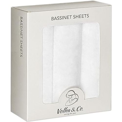 VOLHA&CO Bassinet Fitted Sheets 100% Cotton Jersey 3-Pack White