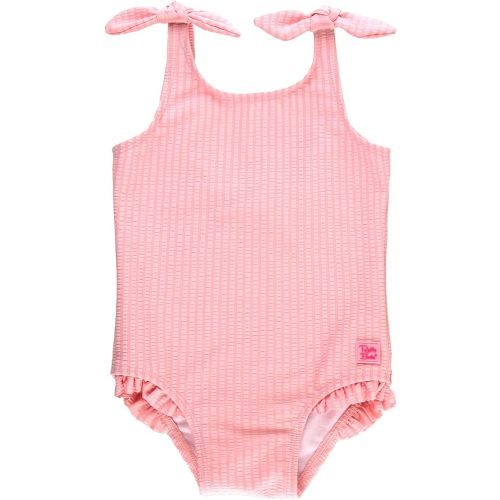 RuffleButts® Swimsuit, Pink Seersucker - 12 Months (12-18)