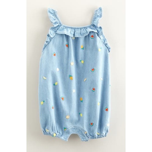Embroidered Denim Romper, 3M