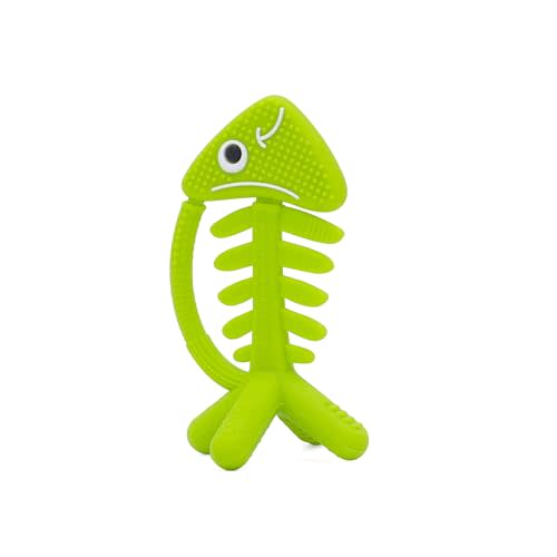 3in1 Infant Toys, Baby Teething Toys 0-3-6-12 Months, Teethers for Babies 3-6 6-12 Months for Teething Relief,Baby Teether Gift,Silicone,Sensory Toy, Baby Toys 0-6 Months,USA Patent Pending,Fish,Green