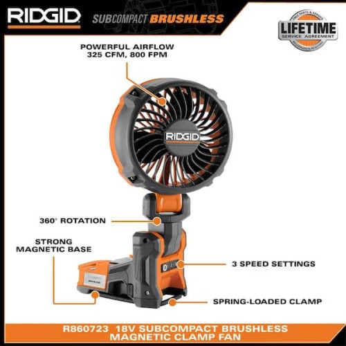 18V Brushless Cordless Magnetic Clamp Fan (Tool Only)