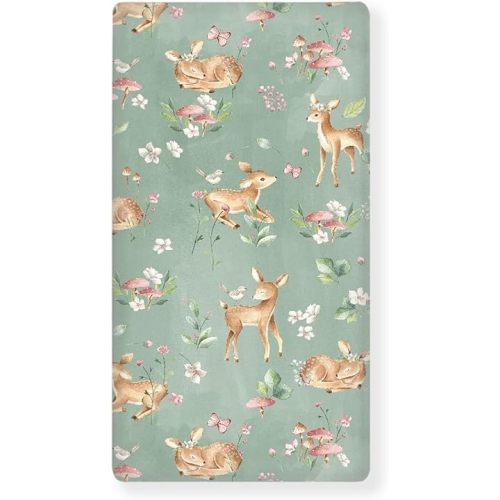 Woodland Fawn Fitted Crib Sheet Baby Deer Standard Crib Mattress Fitted Sheet Forest Animals Toddler Bed Mattress Sheets for Boys Girls 28"x52"