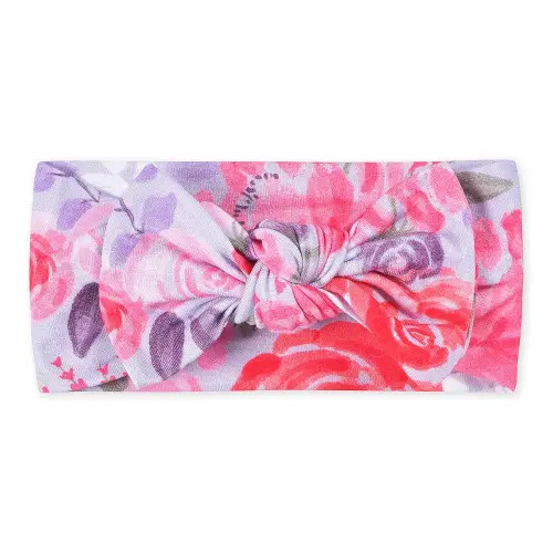 Gerber Baby Girls Buttery Soft Headband with Bow with Viscose Made from Eucalyptus, Lilac Garden, One Size