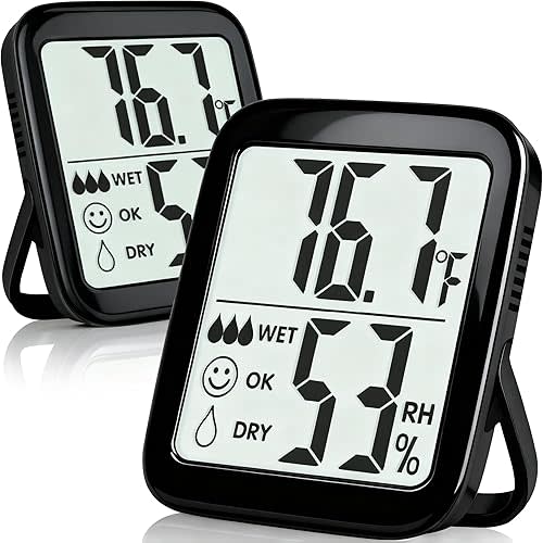 2 Pack Room Thermometer for Home, Hygrometer Indoor Humidity Meter Gauge, Digital Temperature and Humidity Sensor Monitor for House, Terrarium, Incubator, Greenhouse - Battery Included
