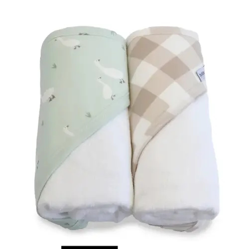 Bubba Blue 2 Pack Hooded Towel Provincial Olive/Taupe | Baby Bunting AU