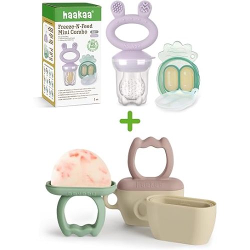 Haakaa Baby Feeder & Baby Popsicle Molds(Blush + Pea Green)