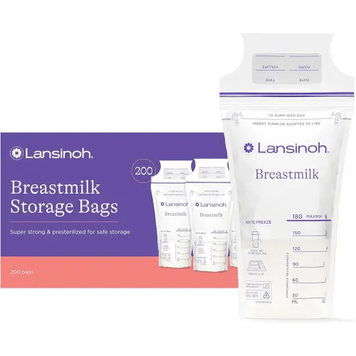 Lansinoh Breastmilk Storage Bags, 200 Count Value Pack, Easy to Use Breast Milk Storage Bags for Feeding, Baby Essentials, Presterilized, Hygienically Doubled-Sealed for Freezing & Refrigeration, 6 OZ