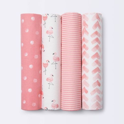 Flannel Baby Blankets Flamingos - Cloud Island™ Pink 4pk
