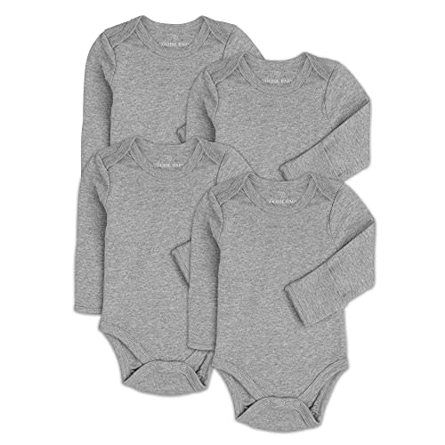 Baby Classic Bodysuit Set, 100% Cotton Boy Girl Unisex Onesie, 4 Pack