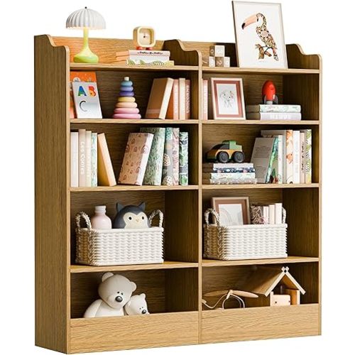 Cozy Castle 5 Tier Kids Bookshelf, 10 Cube Kids Toy Storage Organizer,Toddler Bookcase Storage Cabinet for Playroom, Bedroom, Kids Room, Reading Nook,Nursery (Natural)