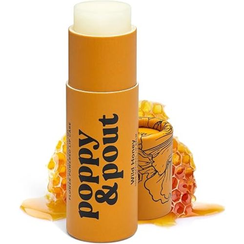 Poppy & Pout Wild Honey Jumbo Lip Balm | All Natural Lip Balms & Moisturizers | Hydrates with Beeswax, Vitamin E, Organic Coconut Oil | Cruelty-Free | Lip Balm in Recyclable Cardboard Tube